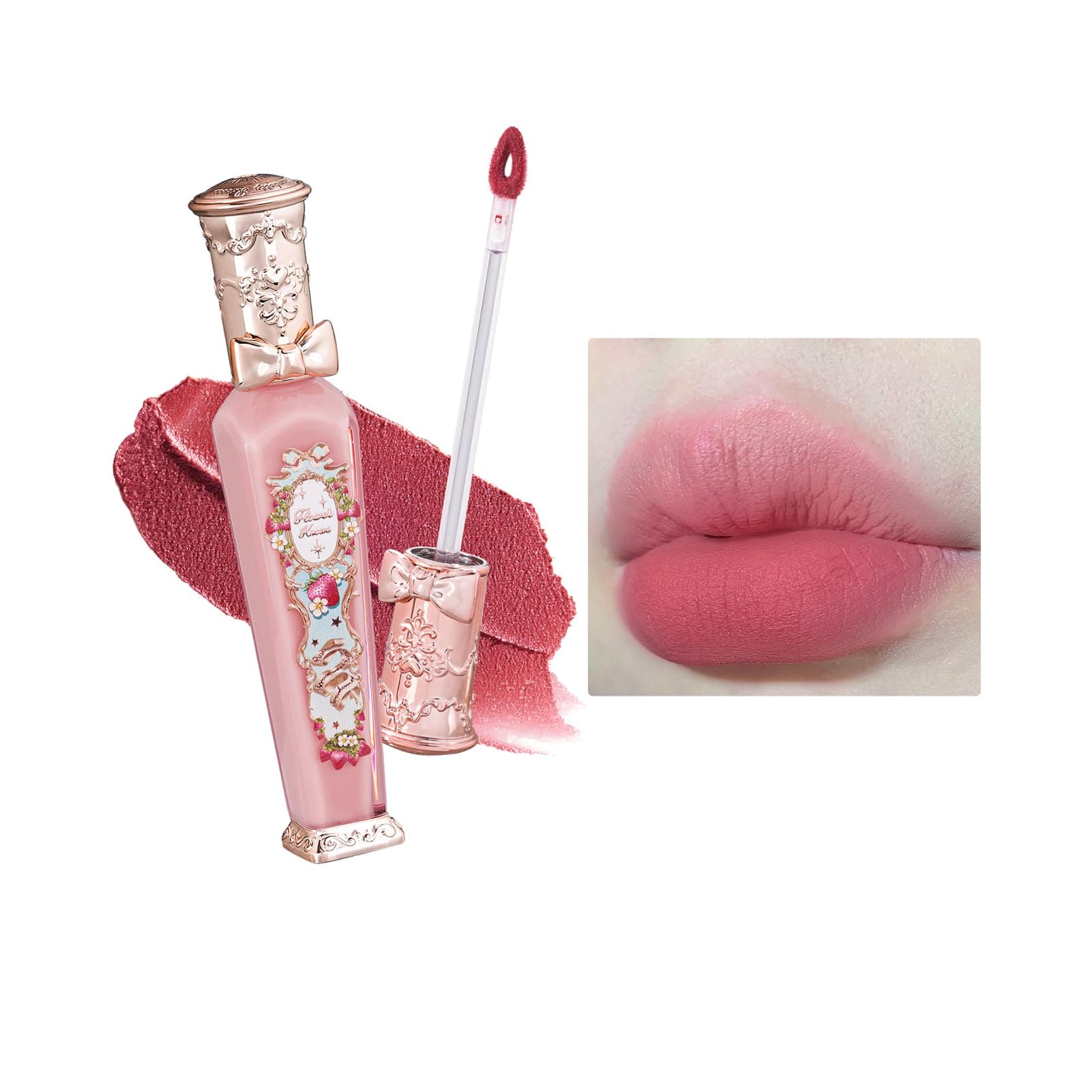 Flower Knows Strawberry Rococo Cloud Lip Cream Matte Liquid Lipstick Long Lasting Highly Pigmented Lip Tint Velvet Waterproof Lip Makeup for Girls and Women (S05 Il