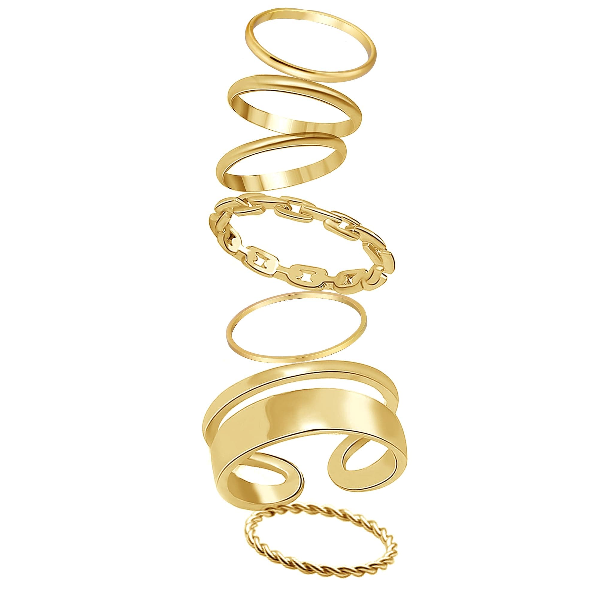 Gold Knuckle Rings Set for Women Snake Chain Stacking Ring Vintage BOHO Midi Rings SIze Mixed