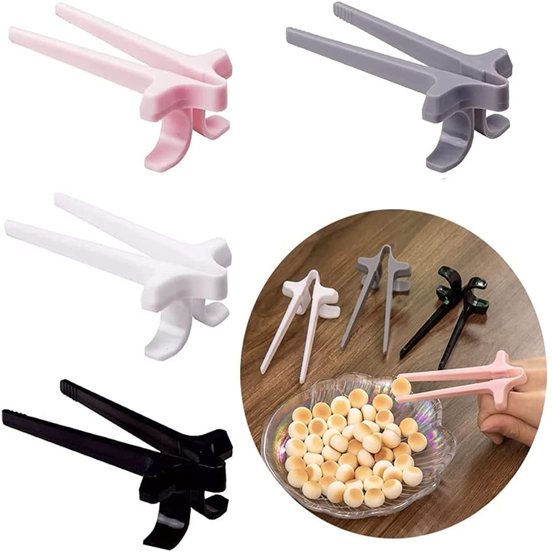 KASTWAVE 4pcs Finger Chopsticks for Gamers, Lazy Auxiliary Snack Clamp Clips, Portable Food Grade Plastic Tweezers