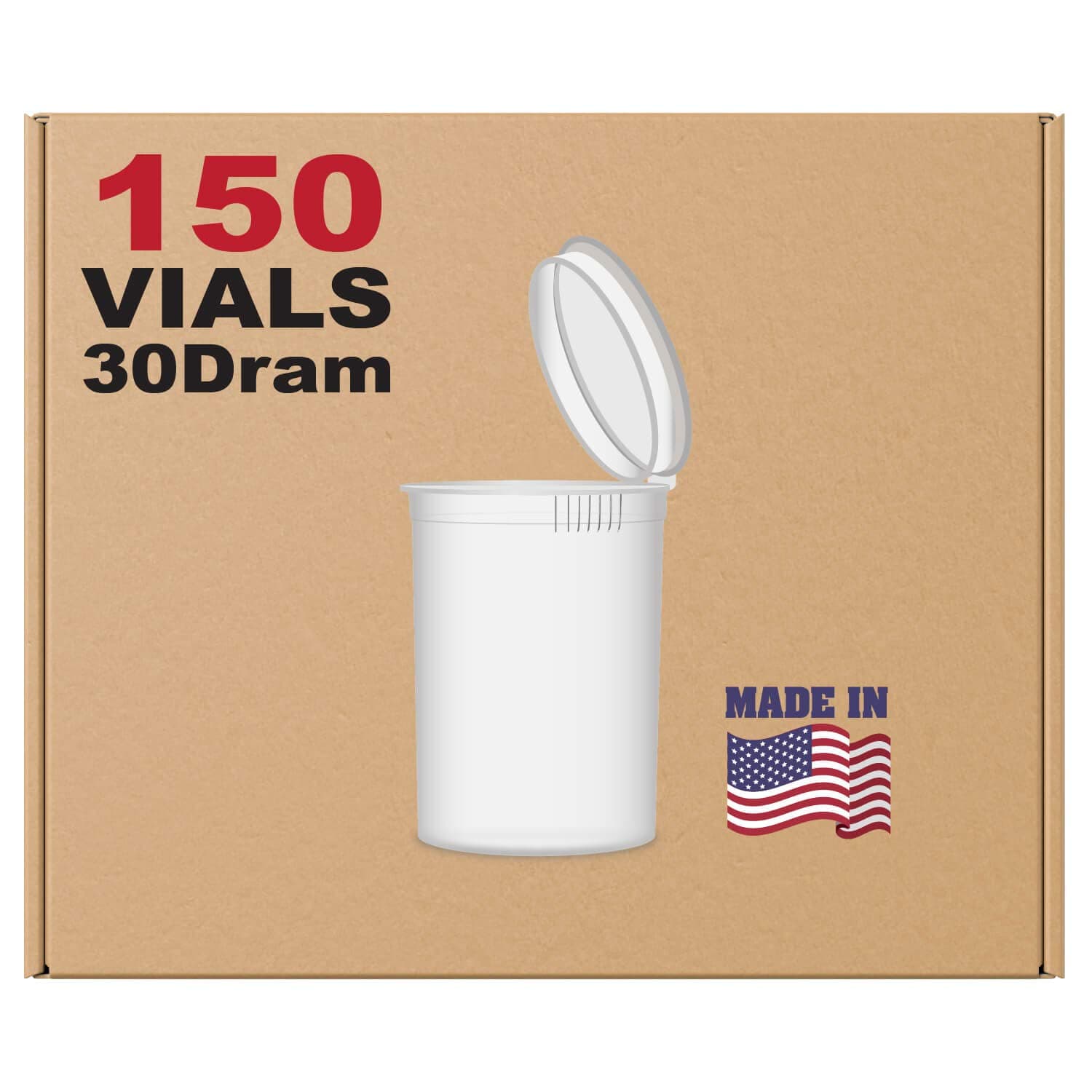 W Gallery 150 White Vials - 30 DRAM Pop Top Bottle - Airtight Smell Proof Containers - Medical Grade Plastic Prescription Bottles for Pills Herbs Flowers Supplements, Bulk Pack, Not Glass Jars