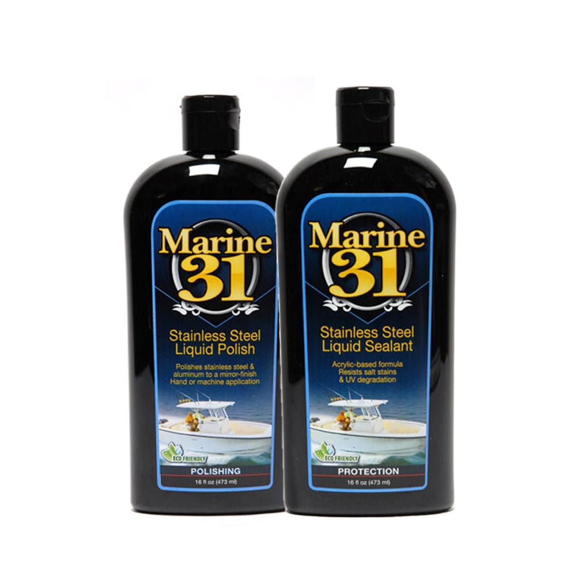 Stainless Steel Polish & Sealant Combo | Cleans, Polishes & Protects Stainless Steel Surfaces | Safe for Appliances & Marine Use | Long-Lasting Shine | M31-SSKIT-1