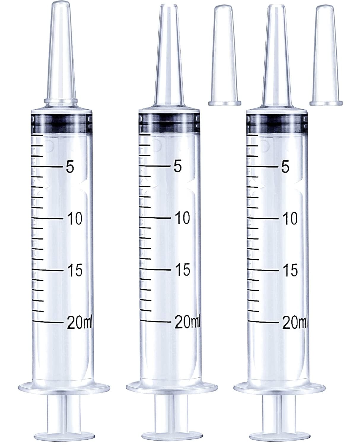 HiMo 20ml Syringe for Liquid, Oral, Scientific Labs, Measurement, Dispensing, with Cap- 3 Pack 20ml Syringes
