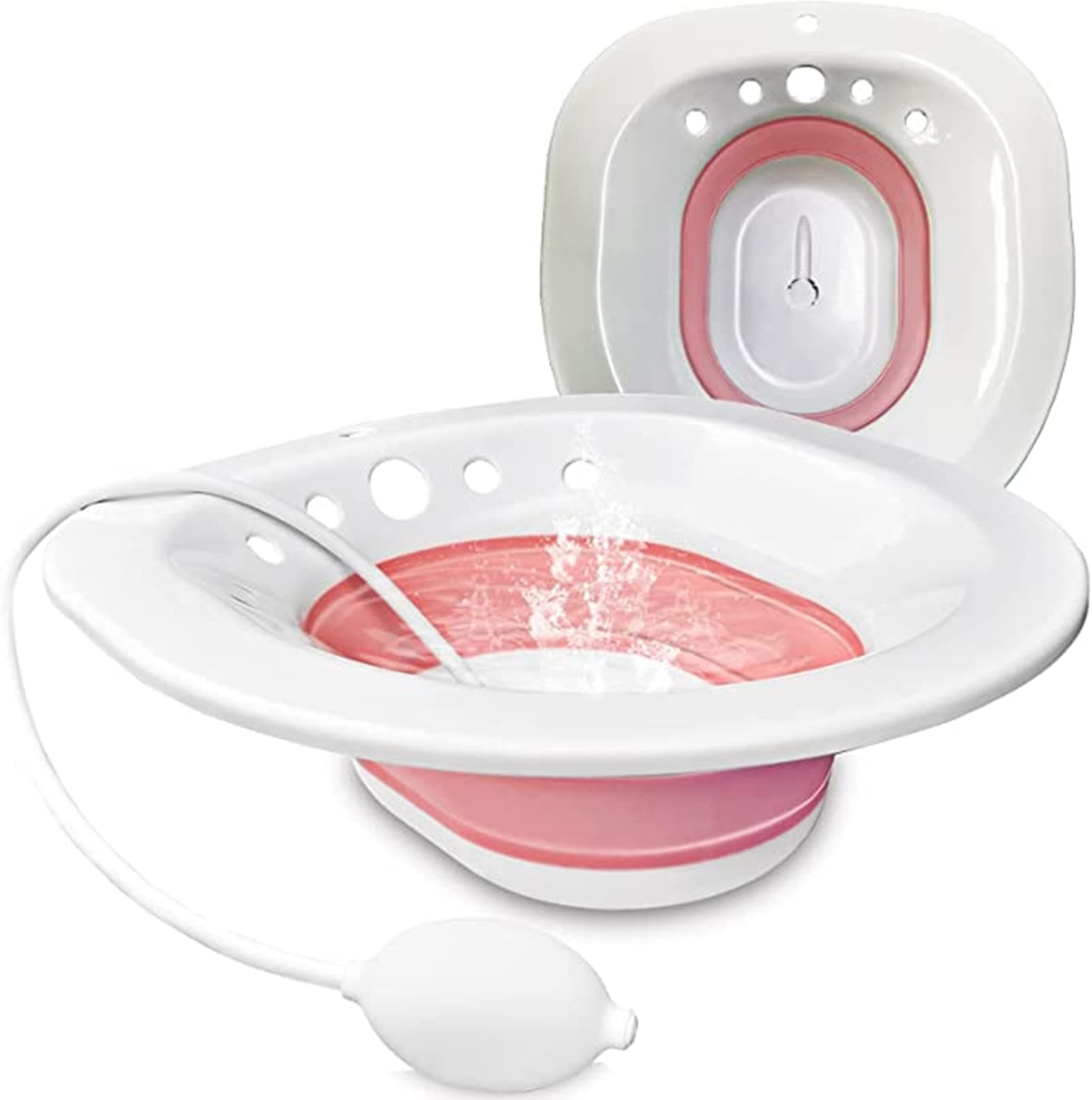 conobo Sitz Bath for Toilet Seat, Hemorrhoids, Postpartum Care, with Flusher, Comfortable Seating, Deep Enough, Relieve Pain, Anti Overflow, Easy to Use and Clean, Water Massage, Foldable