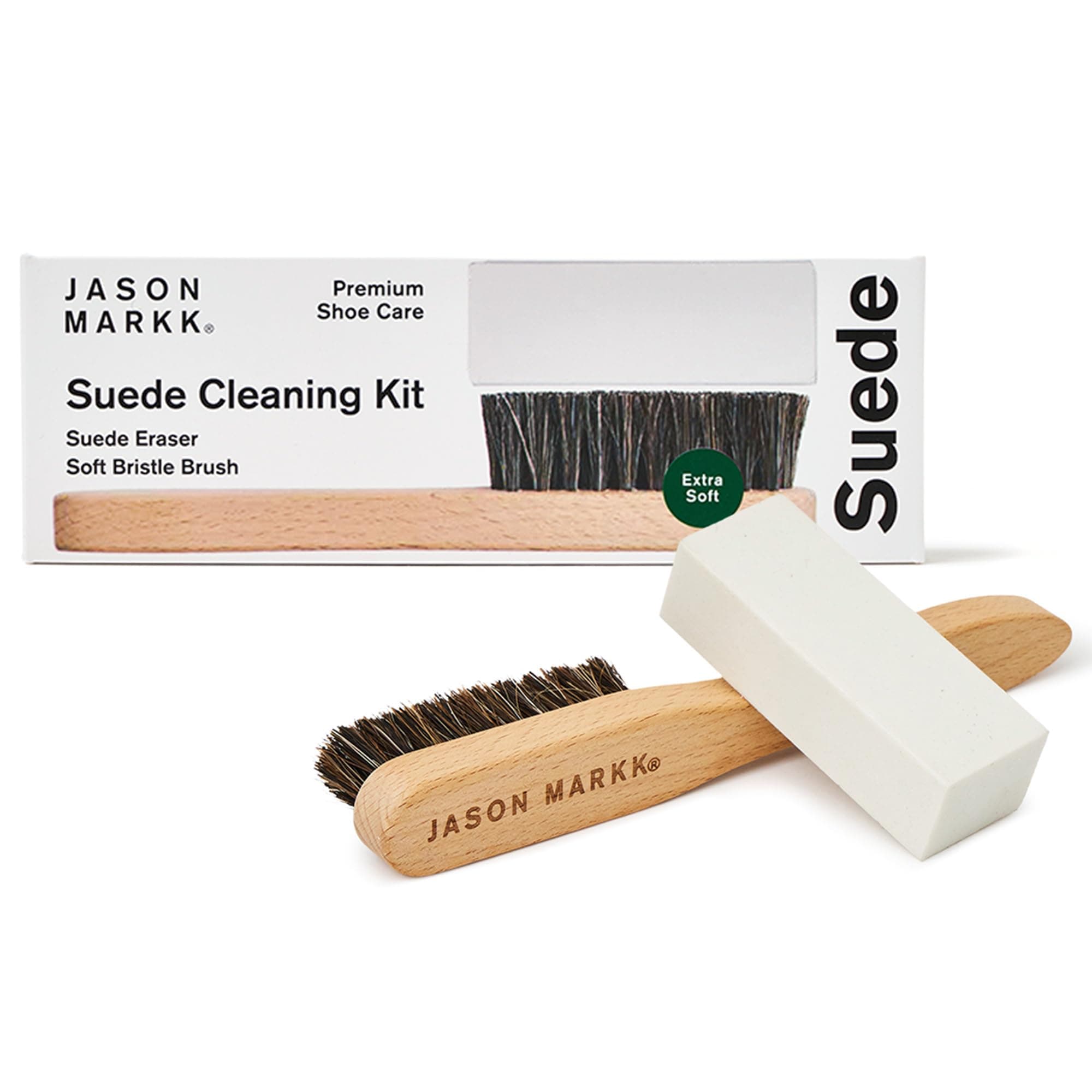 Jason Markk Suede Cleaning Kit, Shoe Cleaner, 2-Piece Set, Brush & Stain Eraser, Sneaker Care, Ideal for Footwear, Safe for Leather, Suede, Nubuck, Cotton, Knits