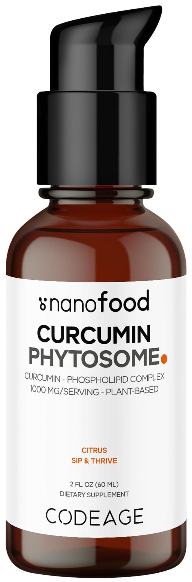 Codeage Liposomal Curcumin Phytosome Liquid Supplement, Turmeric Curcumin Vegan Liquid Drops, Plant-Based Curcuma Longa Dropper, Curcumina, Sunflower Phospholipid, Sugar-Free, Citrus Flavor, 2 fl oz