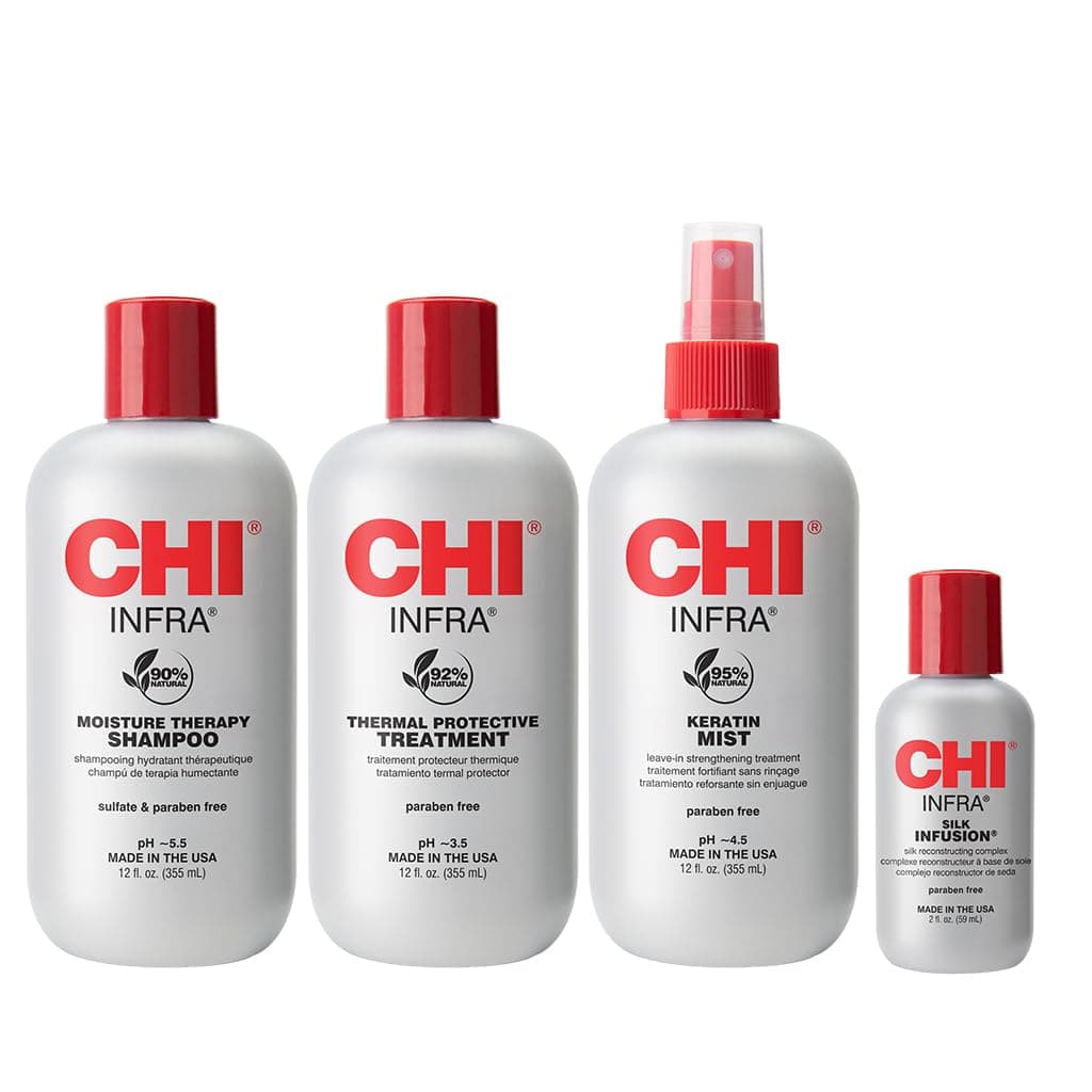 Home Stylist Kit, 12 Oz Infra Shampoo, 12 Oz Treatment, 12 Oz Keratin Mist & 2 Oz Silk Infusion, Sulfate, Paraben, & Cruelty-Free, 4 Products
