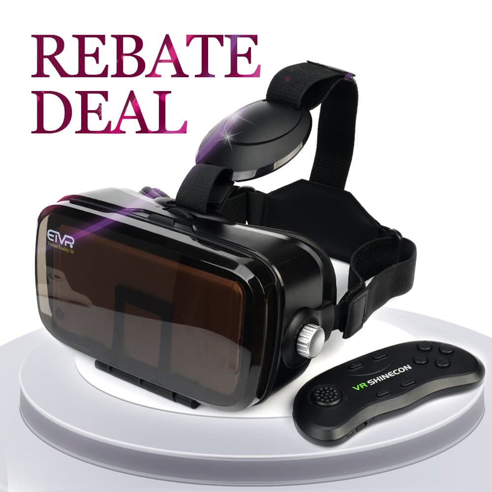 ETVR 3D VR Headset with Remote Controller - Immersive Large Screen Experience Virtual Reality Glasses Fit for iPhone 7/6s/6 Plus/LG/Samsung Galaxy Smartphones (4.7-6.2 Inches)