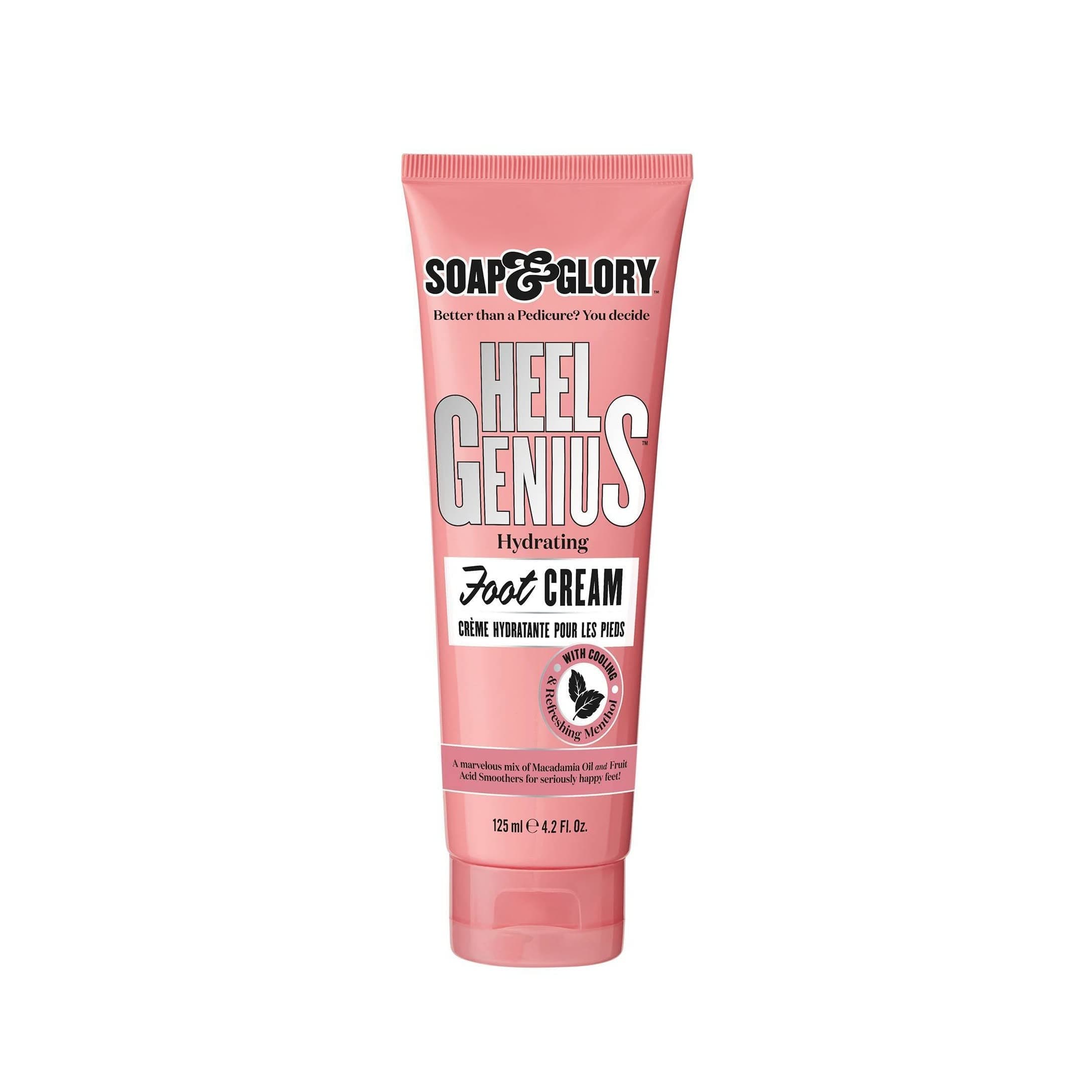 Soap & Glory Heel Genius Moisturizing Foot Cream for Dry, Cracked Feet & Heels - AHA Foot Exfoliator for Dry, Rough Heels - Hydrating Heel Softener for Overnight Repair (4.2 oz)