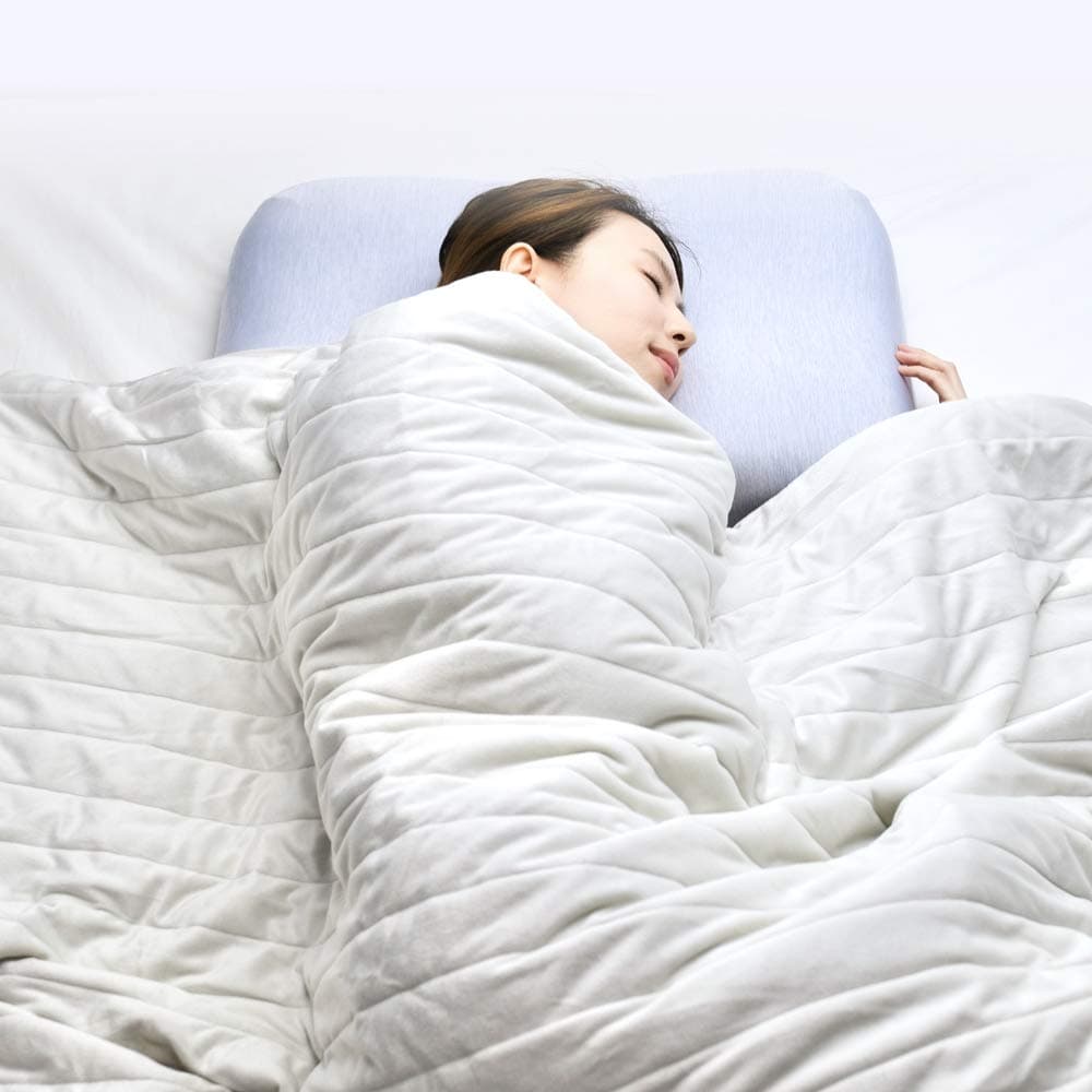 Cushion Lab Calming Weighted Blanket 15lbs & Dual Sided Cotton/Quilted Duvet Cover | 60"x80" | Full Size Bed | for Individual Between 120~190lbs | Heavy Blanket w/Nano Glass Beads | Light Grey