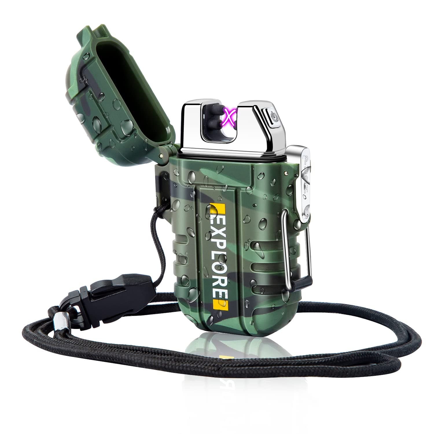 LcFun Electric Dual Arc Lighter USB Rechargeable Outdoor Windproof Flameless Plasma Lighters for Camping, Hiking, Waterproof Matches Survival Tactical Gear Birthday Gifts for Men