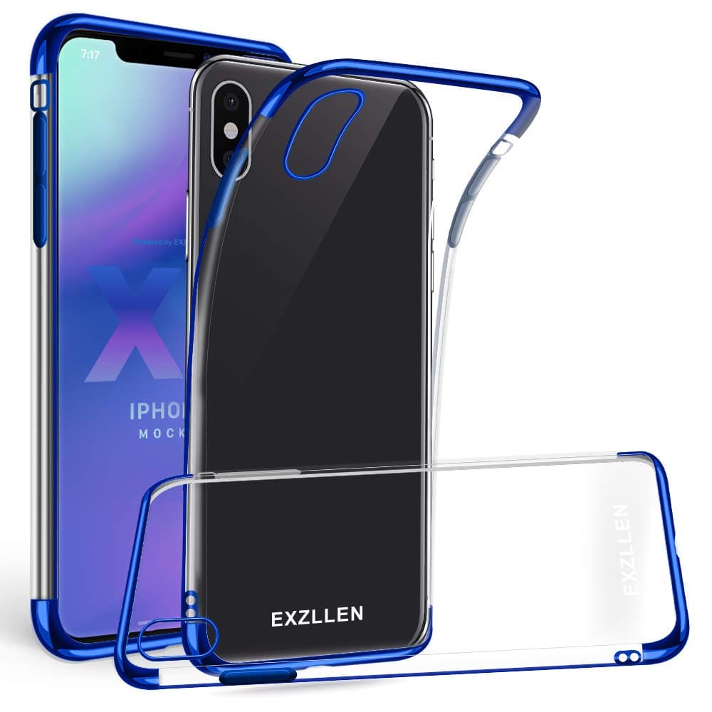 EXZLLEN iPhone Xs Max Case, Max Xs iPhone Case Clear Ultra Thin Slim Soft TPU Rubber Gel Phone Case Transparent Flexible Protective Cover Shell for Apple iPhone Xs MAX(6.5inch-2018) - Blue