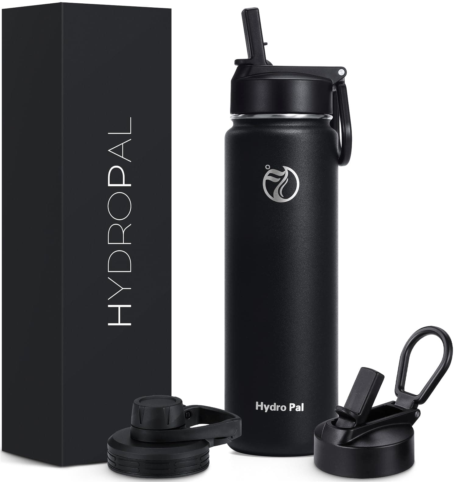 HydroPal Vacuum Insulated Stainless Steel Water Bottle, 1.9L/1.2L/1L/750ml/500ml- 2 Lids (Straw Lid and Spout Lid), 2 Straws Water Bottle for 12 Hours Hot & 24 Hours Cold, Great for Work, Travel
