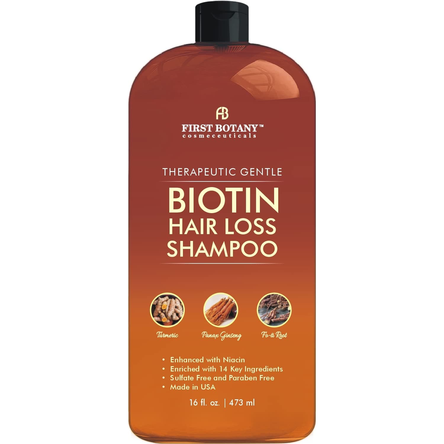 First Botany, Anti Hair Loss and Hair Regrowth Shampoo 16 fl oz, with DHT blockers- Daily Hydrating, Detoxifying, Volumizing Shampoo For Men and Women