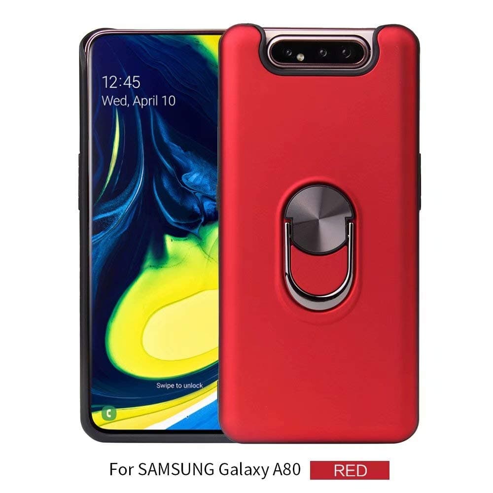 Misd Case for Samsung Galaxy A80 case, Invisible Ring Bracket housing,Versatile Metal Ring stents (red)
