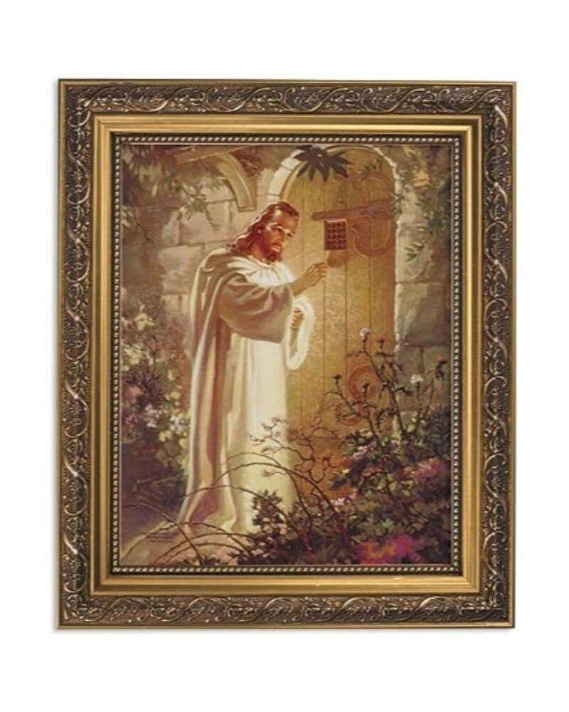 Gerffert Christian Wall Décor Ornate Gold Framed Artwork, 11 x 13-Inch, Sallman - Christ at Hearts Door