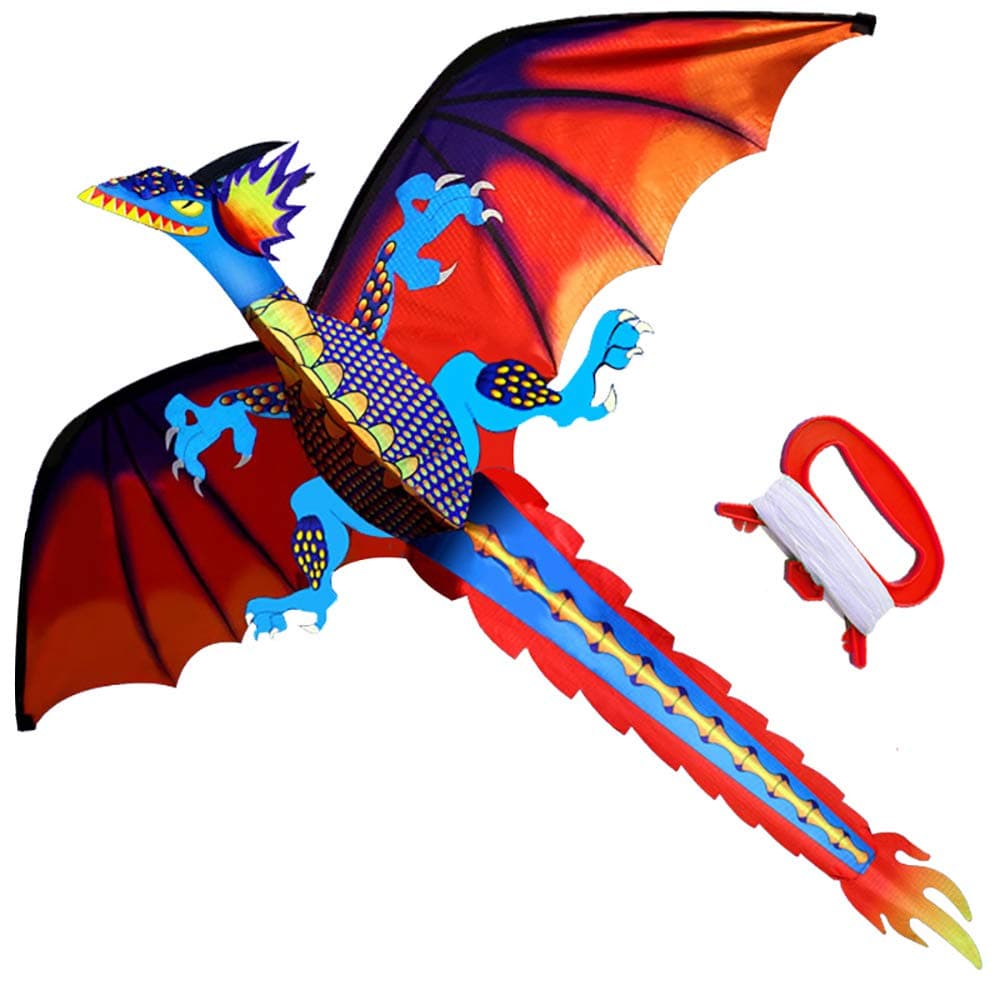 HENGDA KITE-Classical Dragon Kite 55inch x 47inch Single Line with Tail