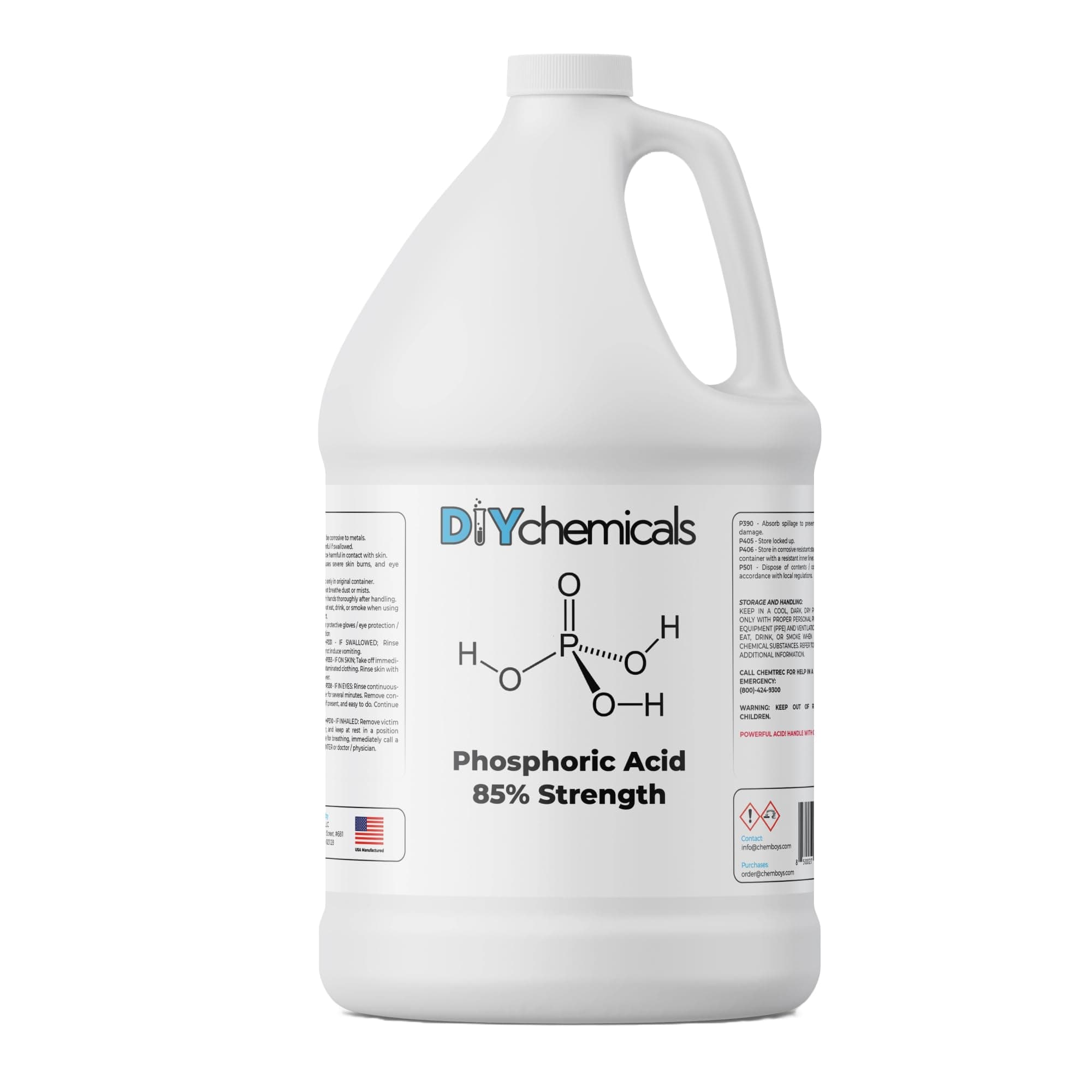 DIYChemicals Phosphoric Acid 85% – Rust Remover, Wood Stain Remover, pH Control, High Purity Orthophosphoric Acid for Metal, Fertilizers - Made in USA - Half Gallon (64 fl oz)