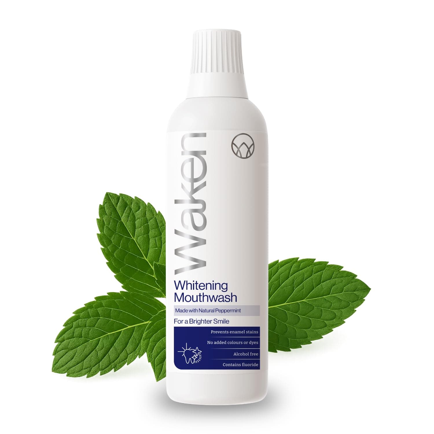 Whitening Mouthwash, with Added Fluoride, Prevents Enamel Stains, Helps Protect Against Cavities and Reduce Plaque, Alcohol-Free, Vegan, Recycled Packaging, Natural Peppermint Flavour, 500ml