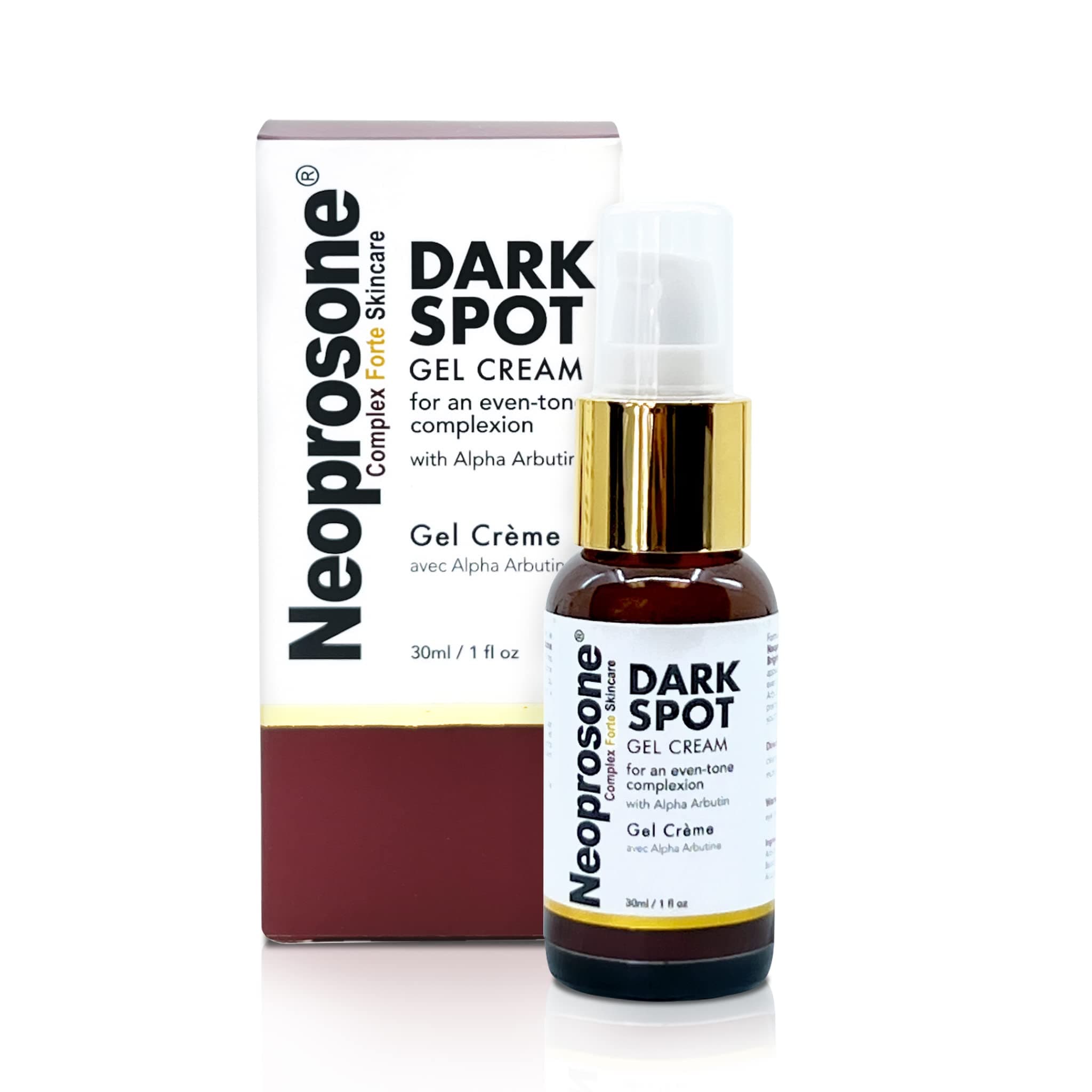 – Neoprosone, Dark Spot Gel Cream - 1 Fl oz / 30 ml - Gel Cream for Face, Reduce acnes, Sun Spots, Age Spots on Face, Knees, Elbows, Hands, Private Areas