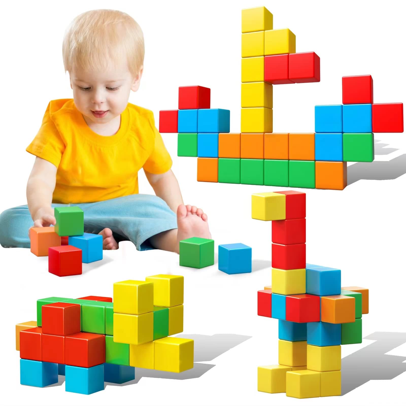 Magnetic Blocks, 1.41 inch Large Magnetic Building Blocks Toys for Toddlers 3 4 5 6 7 8+ Years Old Boys Girls Magnetic Cubes for Kids 1-3 Montessori Toys STEM Preschool Educational Building Cube