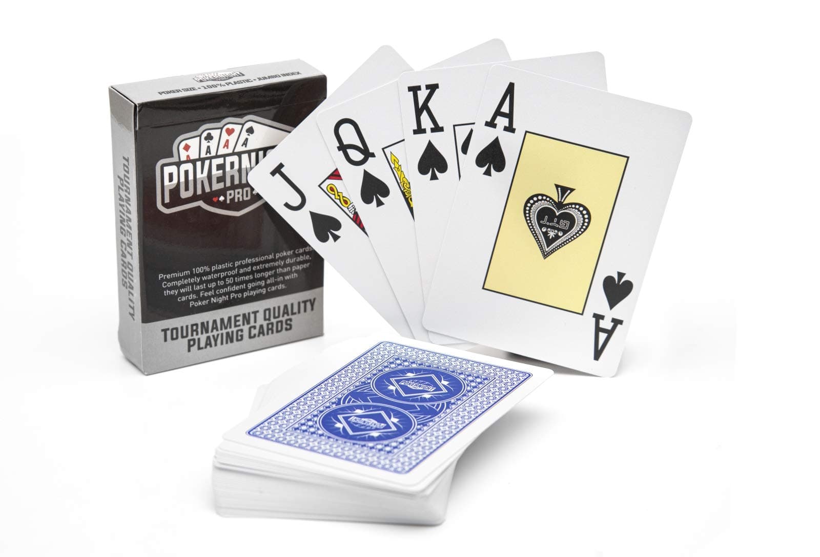 Professional Waterproof Playing Cards Plastic 100% | Texas Holdem Poker Cards (Blue Backs) | 54pcs Including 2 Jokers | Jumbo Index | Super Casino Quality