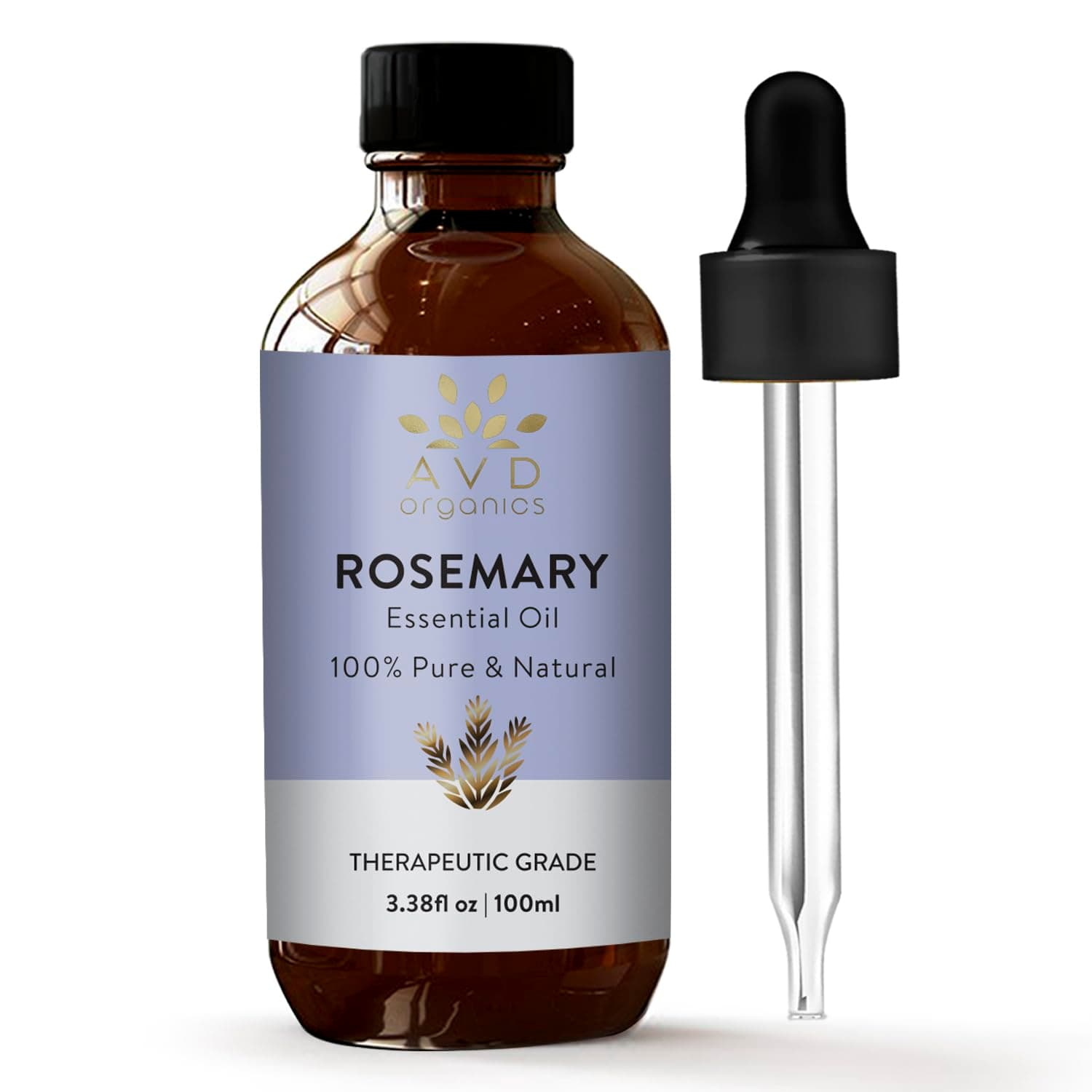 AVD Organics Rosemary Essential Oil 100ml - 100% Pure and Natural - Therapeutic Grade Aromatherapy Essential Oil for Relaxation, Skin & Hair Care- 3.38 fl. Oz