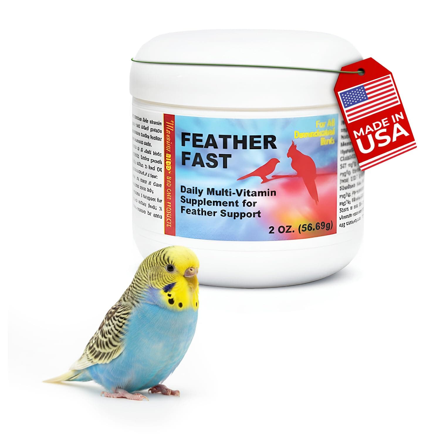 Morning Bird Feather Fast 2 Oz – Daily Multi-Vitamin for Growth & Molting Support – Promotes Healthy Feather Strength & Full Plumage – Supplement for All Adult Birds