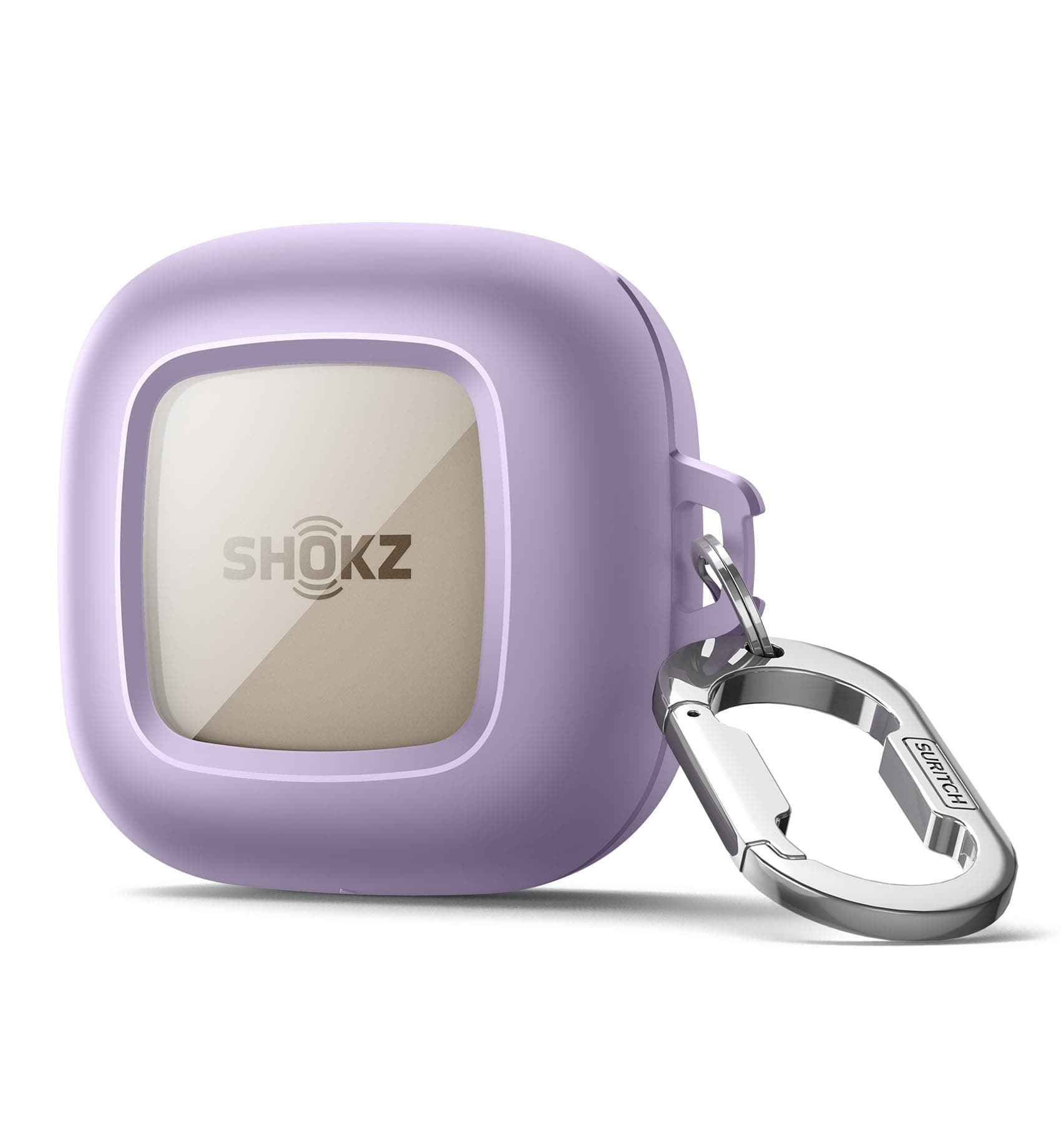 SURITCHfor SHOKZ OpenFit Case Cover, Shockproof Magnetic Cases for SHOKZ OpenFit Open-Ear Earbuds True Wireless Bluetooth Headphones, Protective Cover with Magnetic Lid Lock & Carabiner, Purple