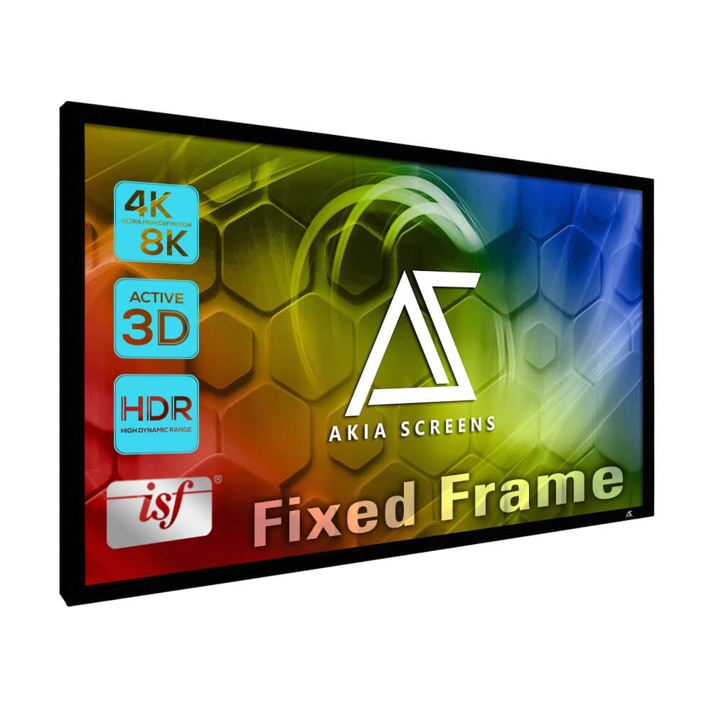 Akia Screens Fixed Frame Projector Screen 135 inch 16:9 8K 4K Ultra HD 3D Ready Wall Mount CINEWHITE UHD-B 135 Projection Screen for Indoor Movie Video Home Theater Cinema Office AK-FF135WH2