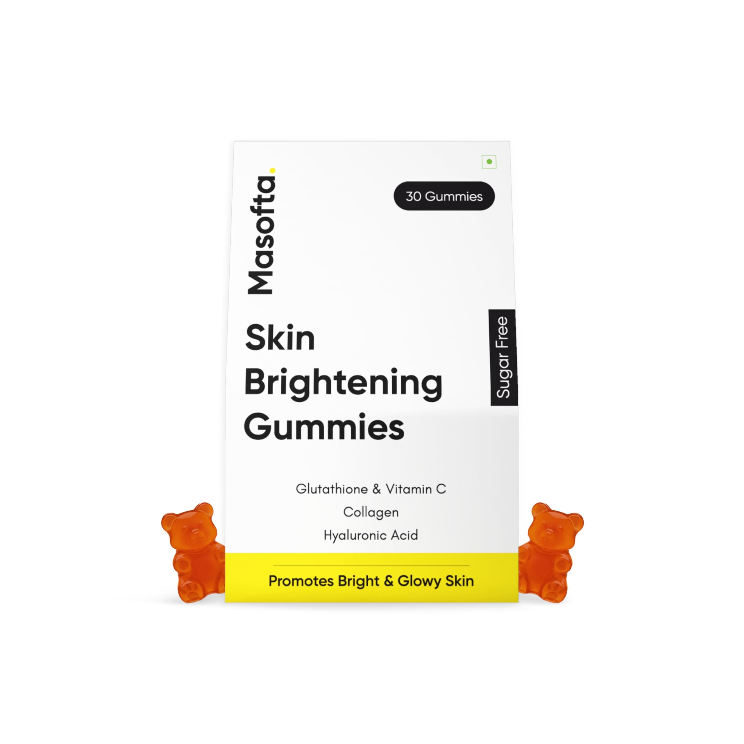 Glutathione & Vitamin C Gummies For Glowing & Hydrated Skin | With Glutathione, Vitamin C, Hyaluronic Acid and Collagen, For Both Men & Women, Orange Flavour, 30 Units