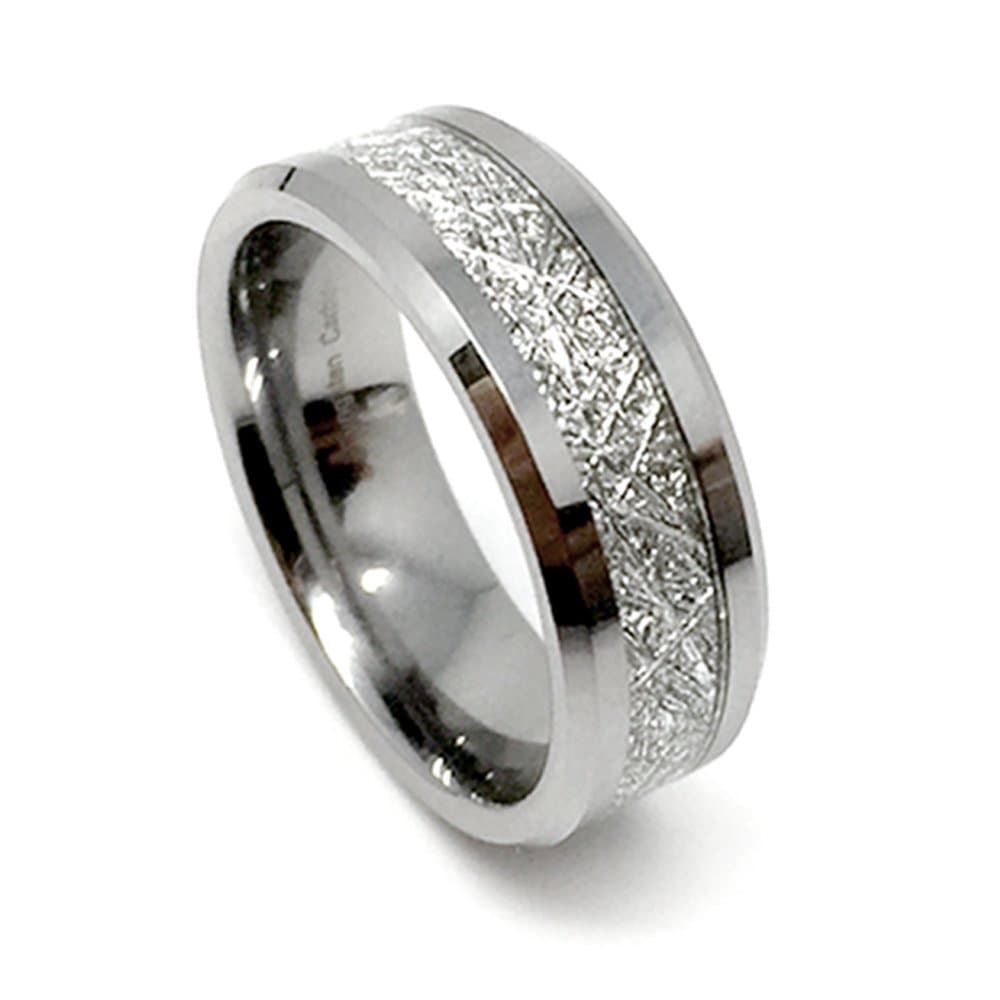 " Free Laser Engraving " 8MM Tungsten Carbide Meteorite Men's Ring (Available Sizes 8-14 Including Half Sizes) (8)