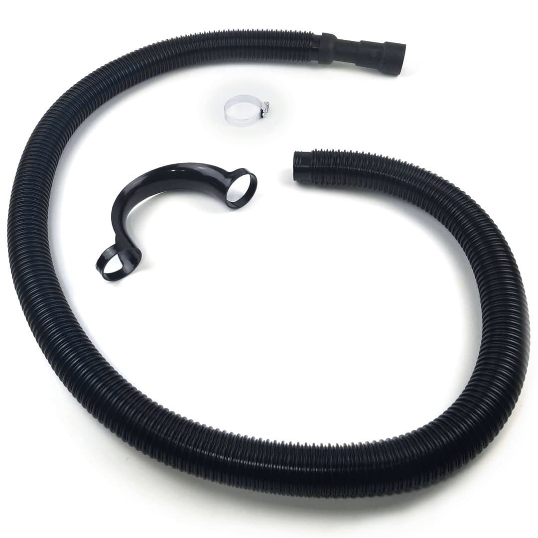Washing Machine Drain Discharge Hose - 6 ft Flexible Corrugated Plastic with Universal Connection for 1", 1 1/8" and 1 1/4" Stub Outlets Includes Hose Clamp and Saddle Hook