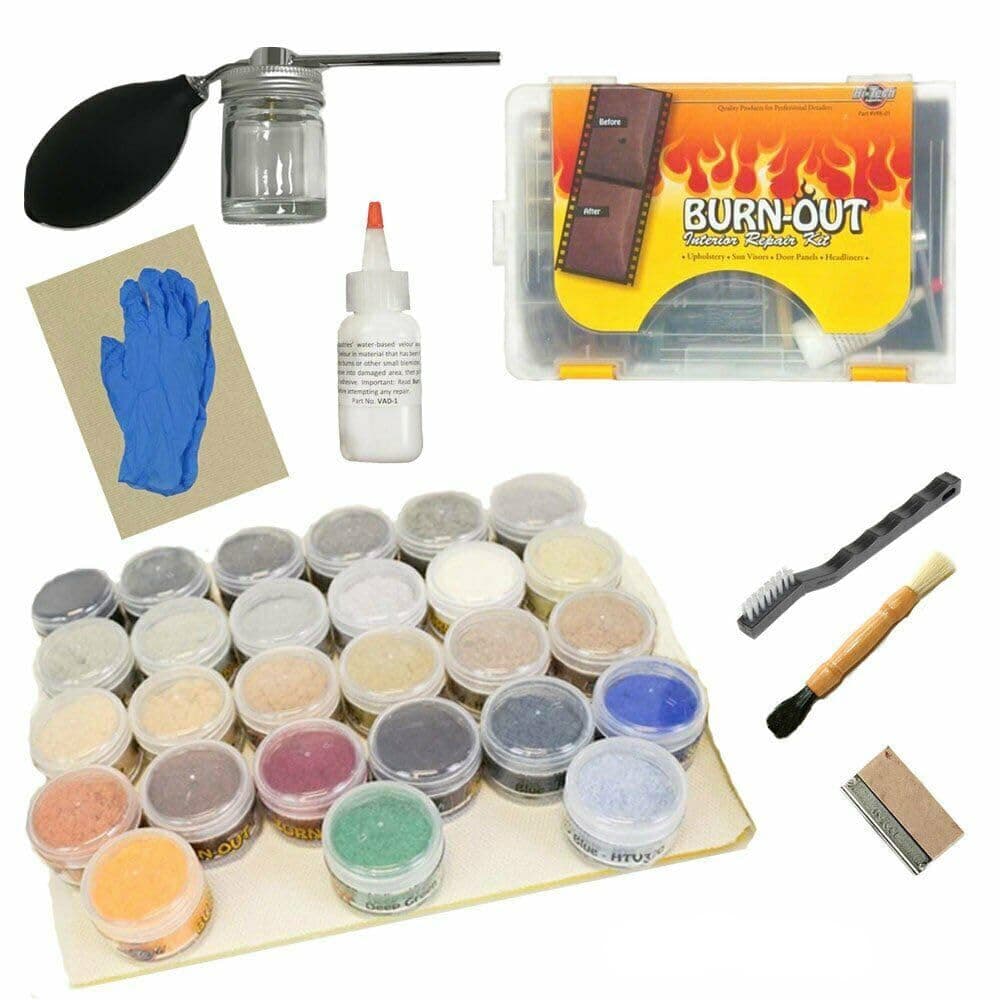 HI-TECH Burn-Out Interior Repair Kit – Fix Cigarette Burns in Car Upholstery, Headliners, Door Panels – 27 OE Velour Colors – Repair Over 1,000 Burns