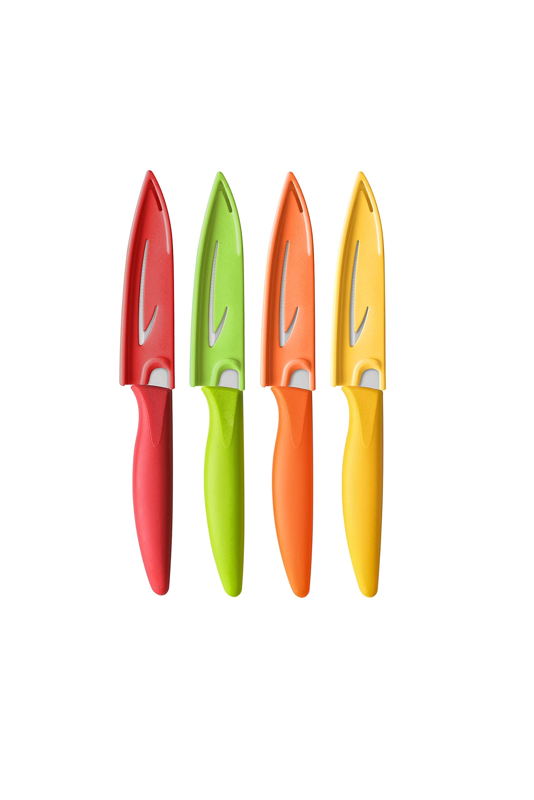 Paring knife, 4PCS Paring knives (4 Knives and 4 Knife cover), 4 Inch Peeling Fruit and Vegetable Knife, Ultra Sharp Kitchen Knives, German Steel, PP Plastic Handle