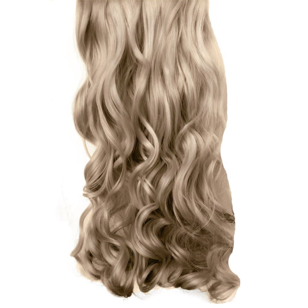 Clip in Hair Extensions - Champagne Blonde - Curly - 22 Inch / 56 cm - Full Head - 8 Pcs 120g - Heat Resistant Synthetic - Looks and Feels like Real Hair
