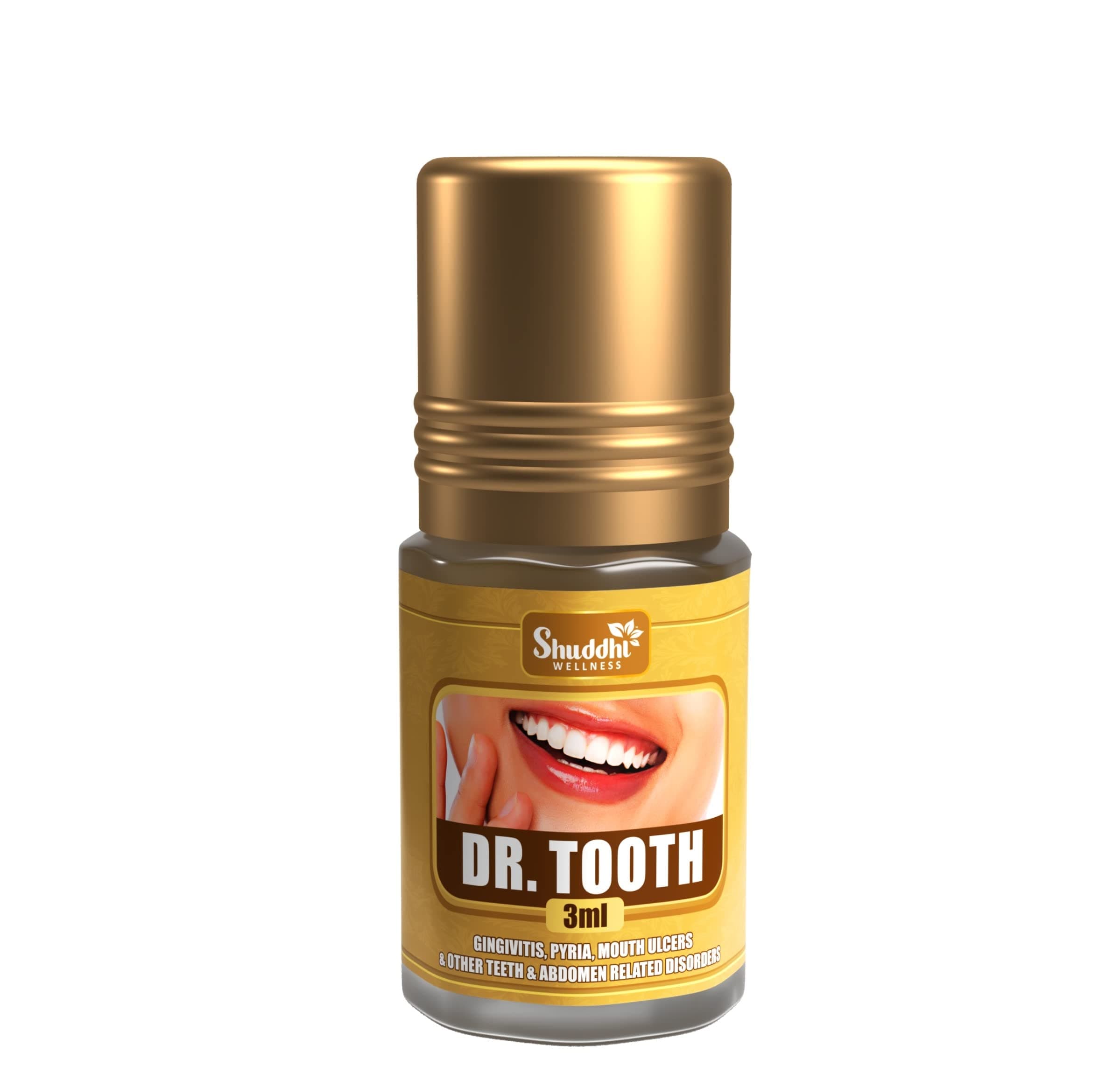 Shuddhi Wellness Dr. Tooth Oil for Healthy Teeth/Gums and Oral Care | Teeth Detoxification With Laung Oil | 100% Ayurvedic, Herbal & Natural (1X3ml)