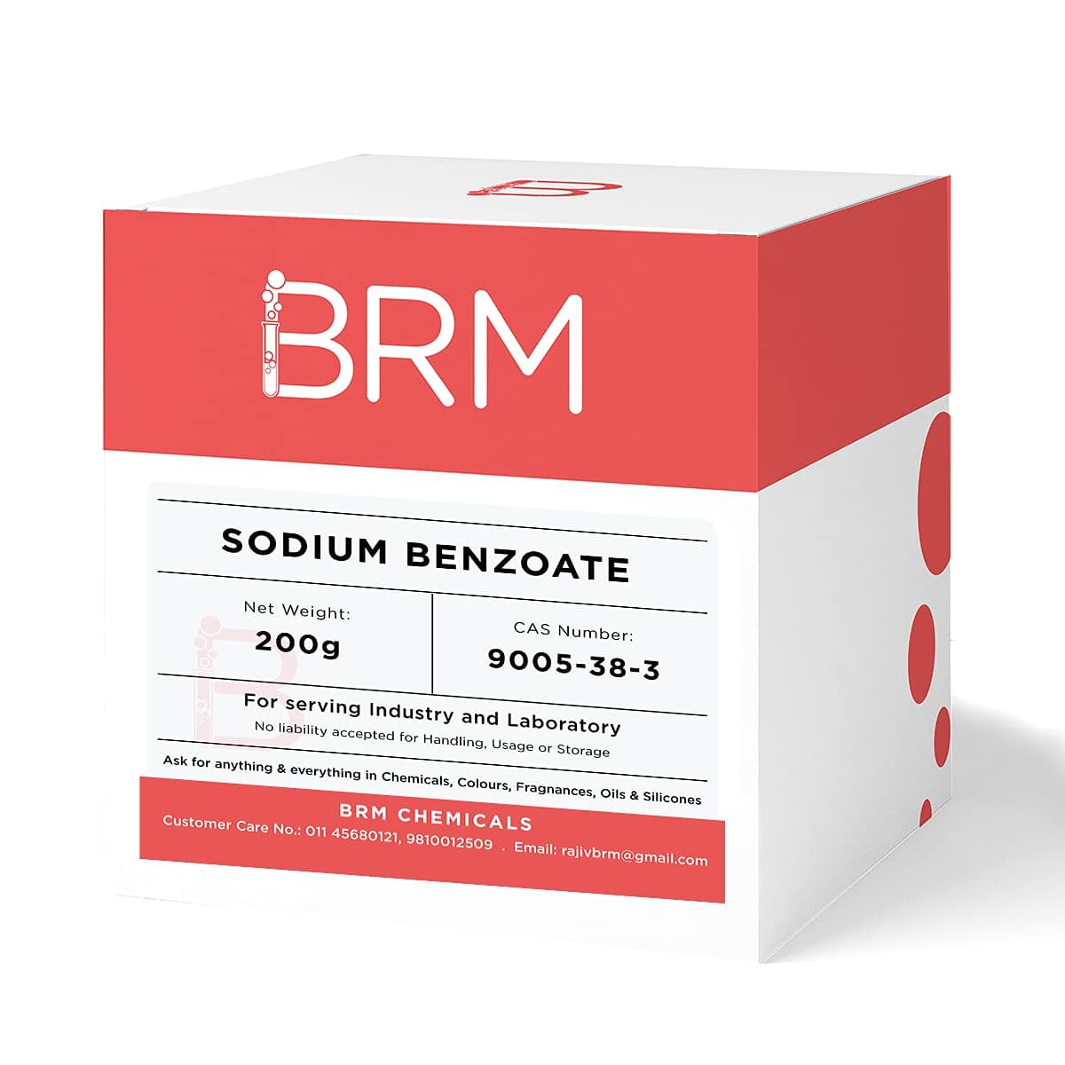 BRM Chemicals Sodium Benzoate - 200 G For Soap Making, Shampoo, Cosmetics, Moisturizer, Lotion Making, Domestic Use & Diy Personal Care For Face, Hair, Skin & Body (Pack Of 1)