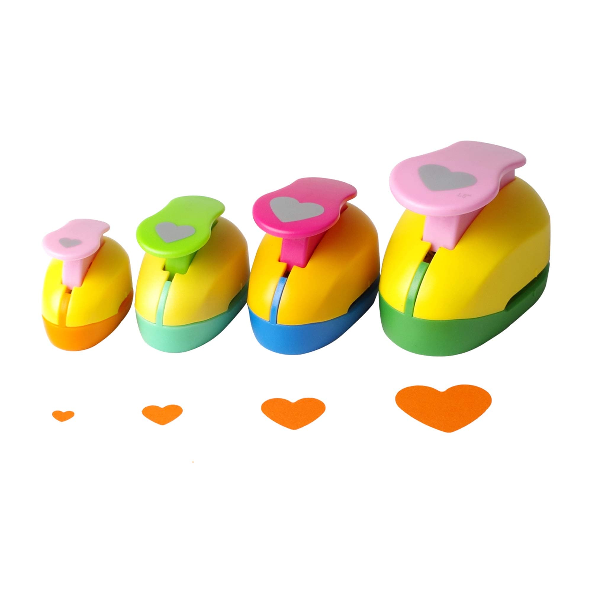 Heart Punch 3/8 inch+5/8 inch+1 inch+1.5 inch Craft Lever Punch Handmade Paper Punch for Crafting Scrapbooking,DIY Card Making Candy Colour by Random