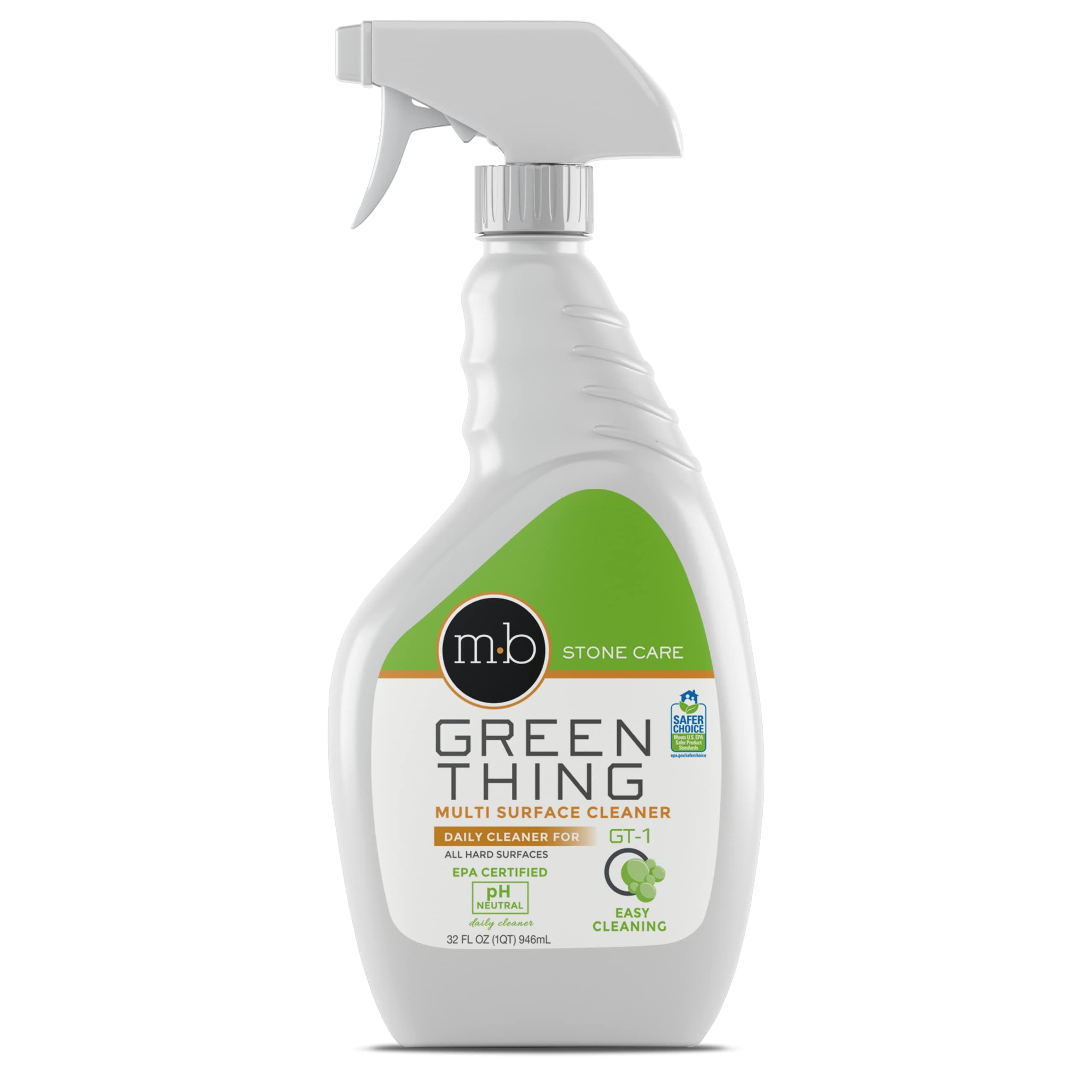 MB Stone & More GT-1 Green Thing - Multi Surface Cleaning Spray for Kitchen Counter Cleaner Spray for Marble- No Streak Formula for Stone, Glass, Granite, Ceramic, Corian, Porcelain (32 Fl Oz)