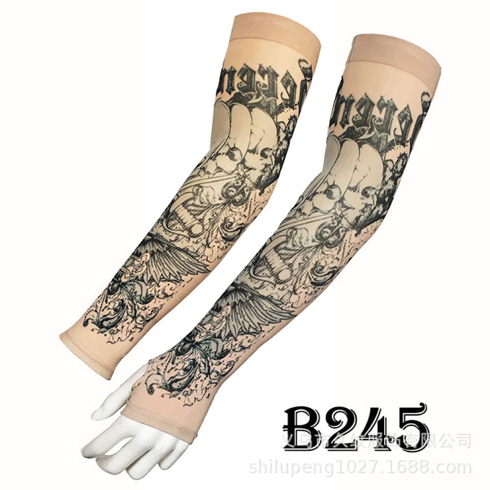 tzxdbh Tattoo Ice Sleeve Summer Sunscreen Real Ice Silk Shade Tattoo Sleeve B245 直筒款 手臂周长17-50厘米可用