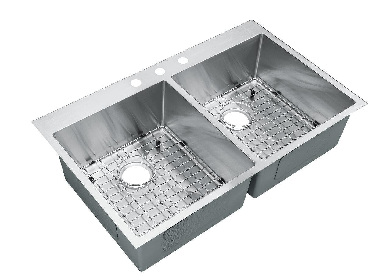 Starstar 36 X 22 Top-mount 50/50 Double Bowl Kitchen Sink Drop-in 304 Stainless Steel 16 Gauge