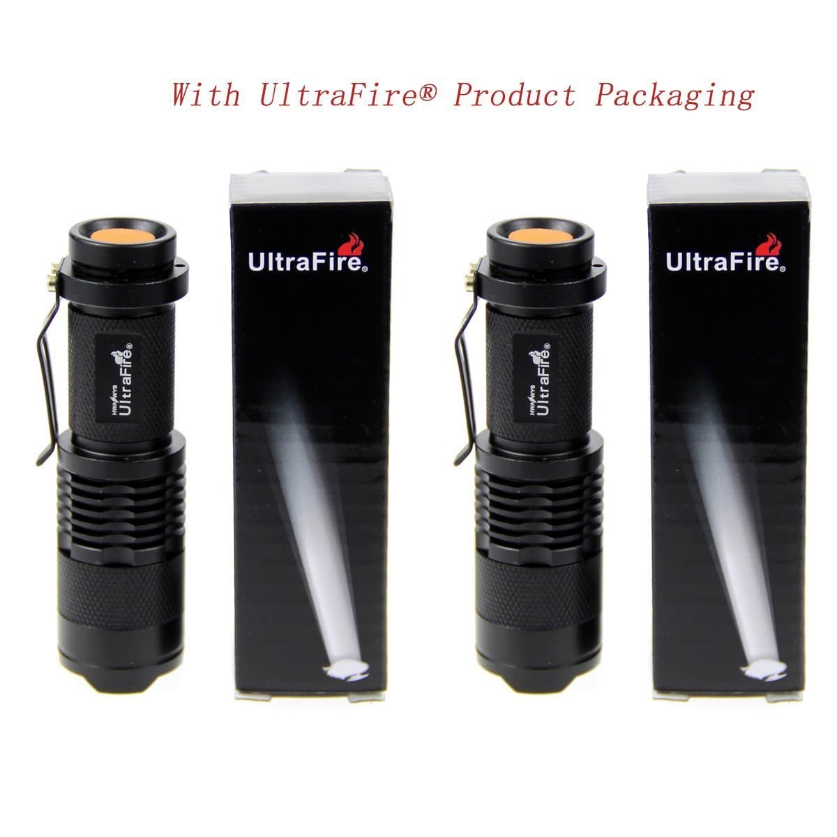Ultrafire® 2pcs 300lm 7w 3-mode Mini Zoomable Led Flashlight Adjustable Focus Portable LED Light Lamp Flashlight Torch (With Ultrafire® Product Packaging)