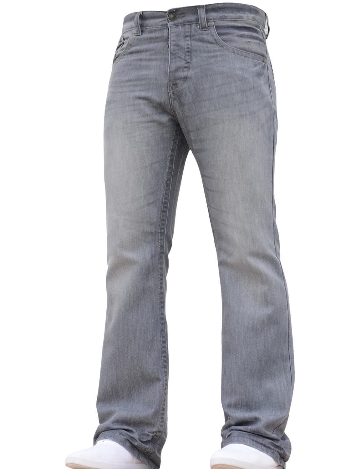 BNWT NEW MENS BOOTCUT FLARED BIG KING SIZE WIDE LEG BLUE DENIM JEANS ALL WAIST Grey 28W X 30L