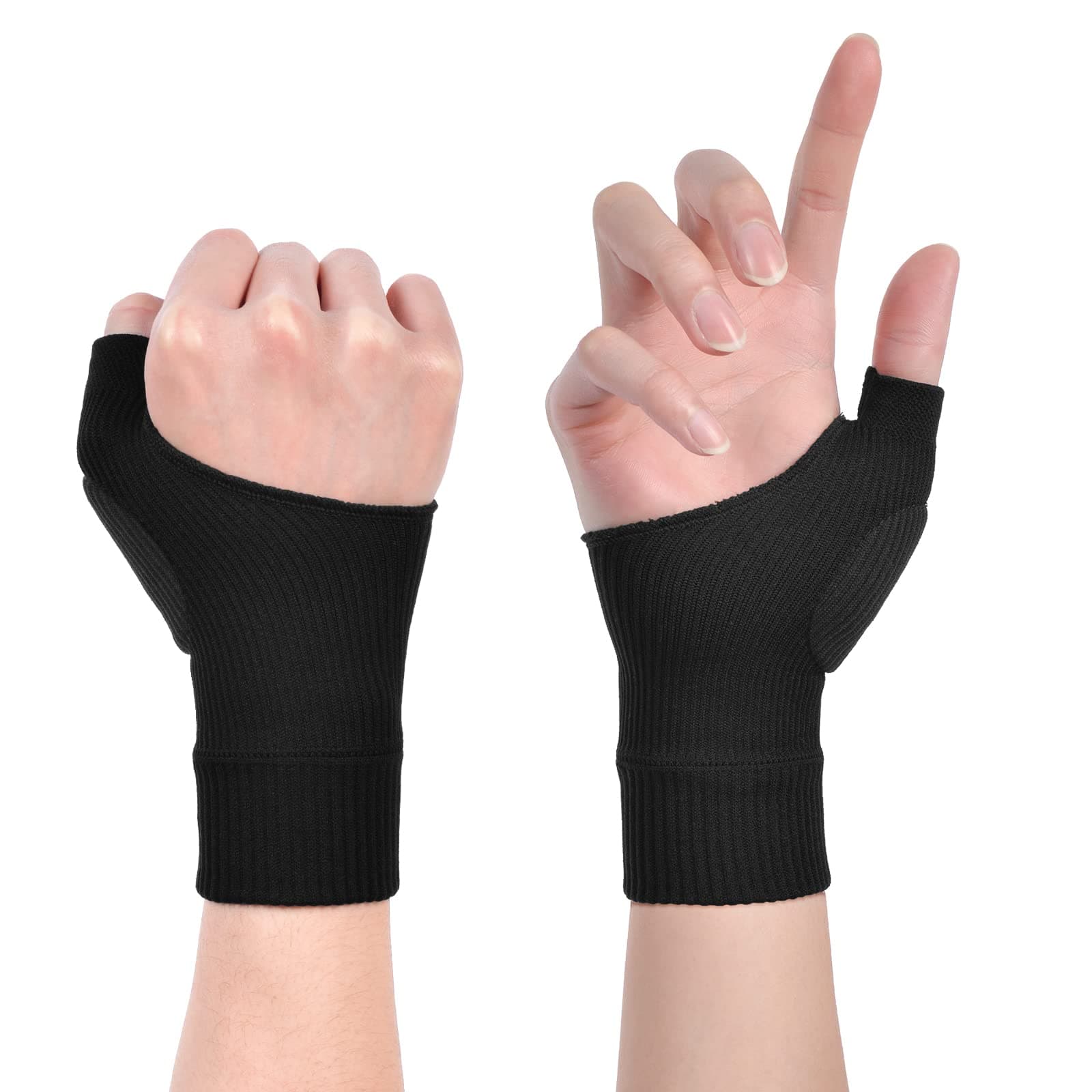 ACWOO Arthritis Compression Gloves, 1 Pair Gel Gloves for Wrist and Thumb, Finger Thumb Wrist Support to Relieve Thumb Pain (Black L)