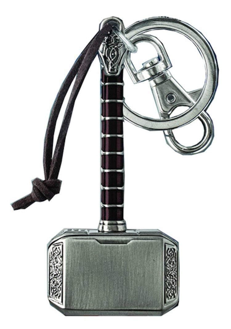 Comics Avengers Thor's Hammer Pewter Keychain Key Ring With Clip