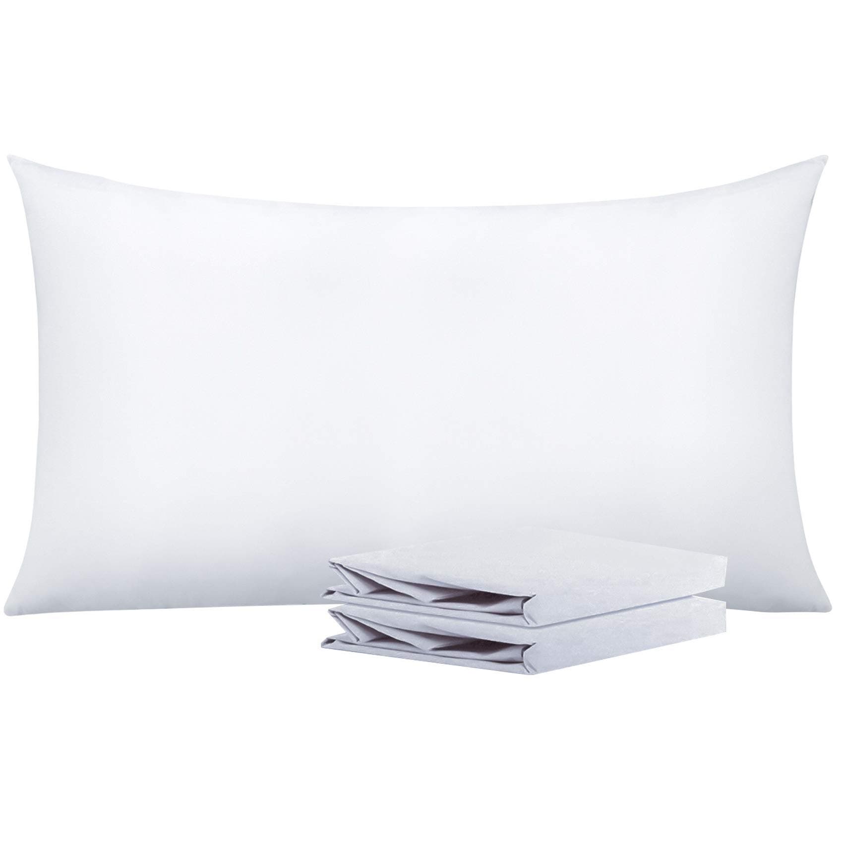 King Pillowcase Set - 2 Pack Brushed Microfiber 20x36 Pillowcases - Soft, Wrinkle-Free, Fade-Resistant, Stain-Resistant, White Pillowcases with Envelope Closure - 20x36 Inches, White