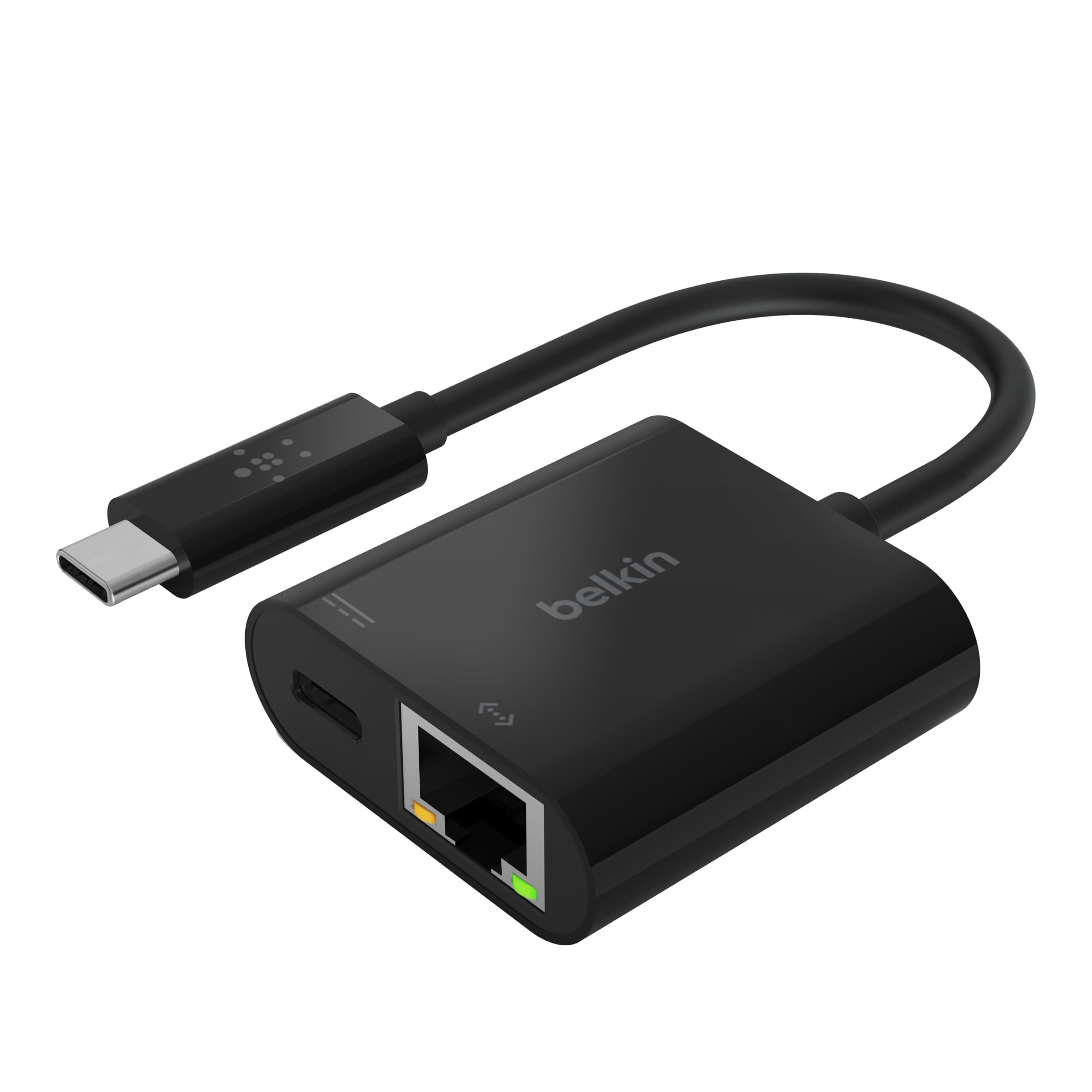 USB-C to Ethernet Adapter + Charge (60W Passthrough Power for Connected Devices, 1000 Mbps Ethernet Speeds) MacBook Pro Ethernet Adapter (INC001btBK), Black