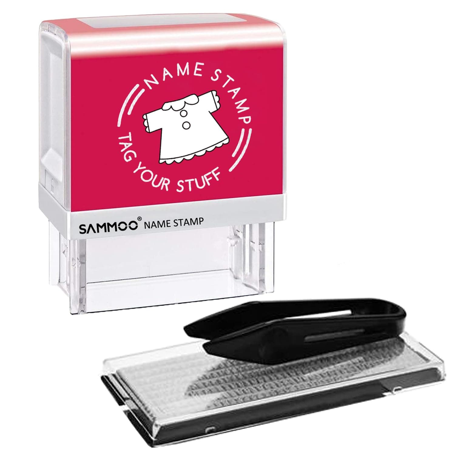 Name Stamp Clothing Marker, Personalized Stamp Kit, DIY Self Inking Stamp Up to 3 Lines, Customized Text Clothing Label, Paper and Fabric Marker