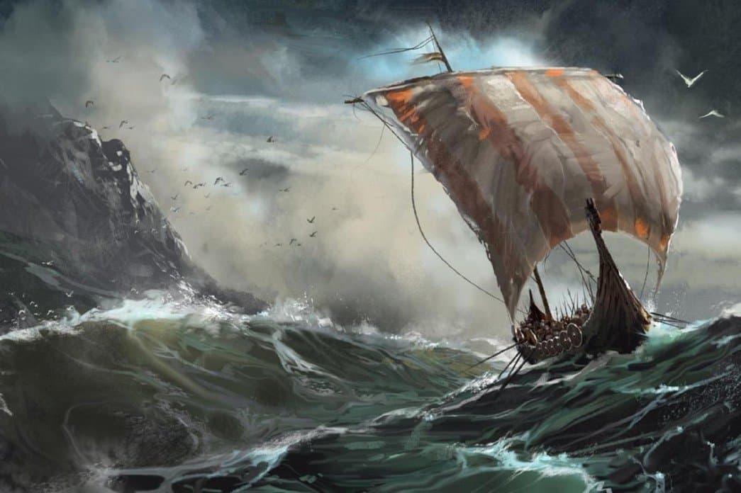 AMoutletstore vikings on hard journey boat ocean sail AS9 Thomas Kindade Giclee Modern oil painting print on canvas wall decoration 30x36(inches)