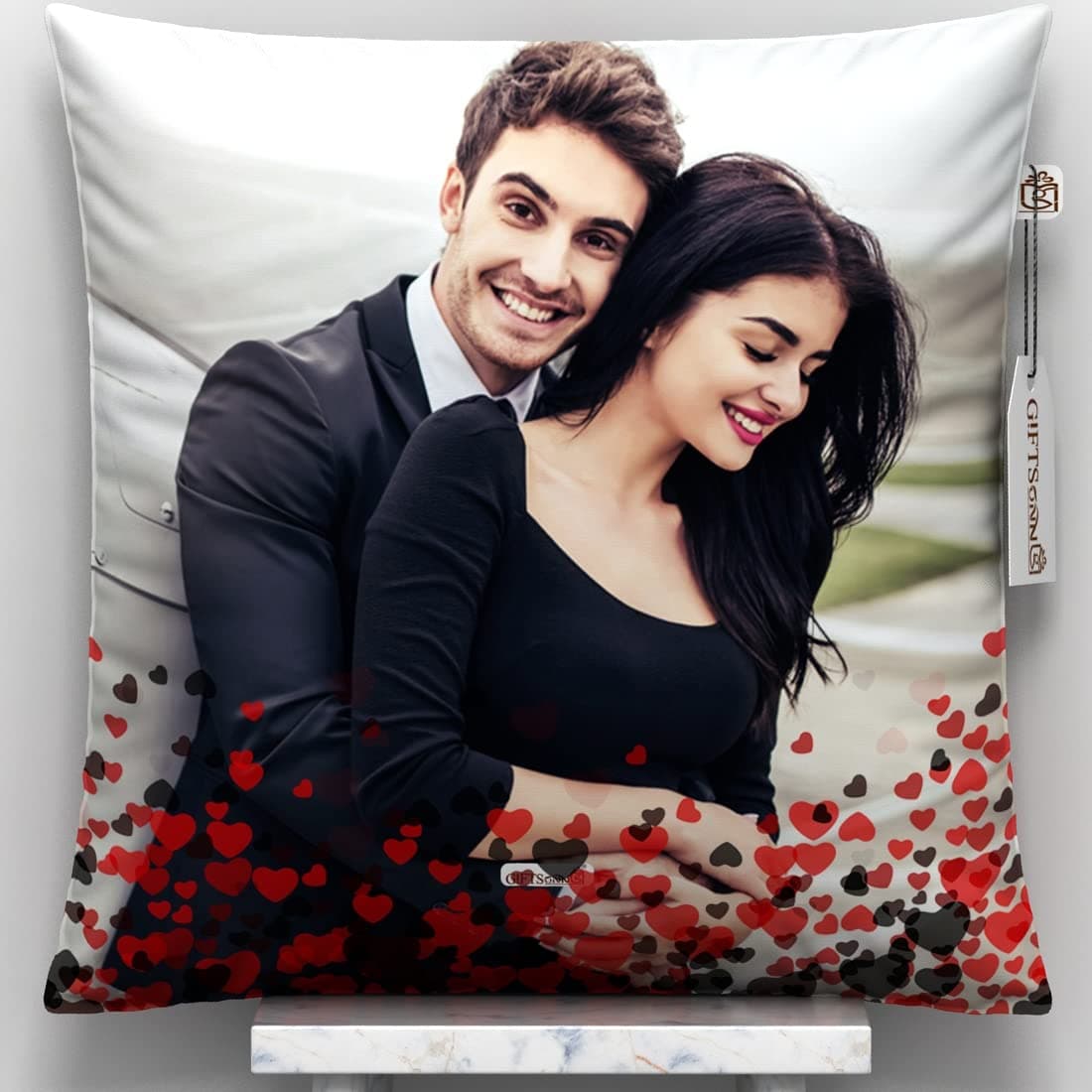 GiftsOnnPersonalized Photo Satin 100 Tc Valentine'S Day Pillow/Cushion- White, (12X12 White Pillow)